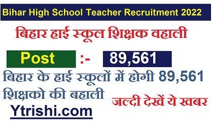 Bihar High School Teacher Recruitment 2022