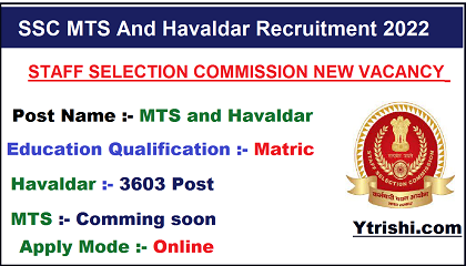 SSC MTS And Havaldar Recruitment 2022