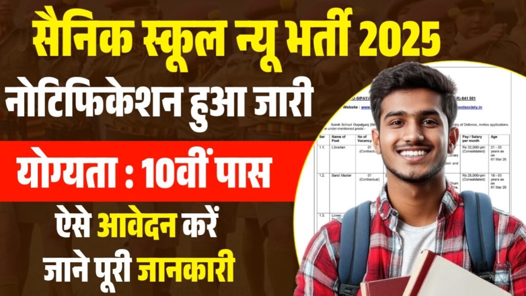 Sainik School Recruitment 2025 – Librarian, LDC & Band Master Vacancy | Apply Online Now 7 Sainik School Recruitment 2025